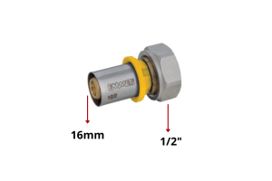Conector Fêmea com Porca Giratória Gás Multicamada 16mm x 1/2