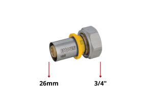 Conector Fêmea com Porca Giratória Gás Multicamada 26mm x 3/4