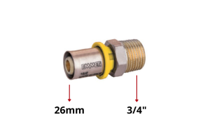 Conector Macho Gás Multicamada 26mm x 3/4