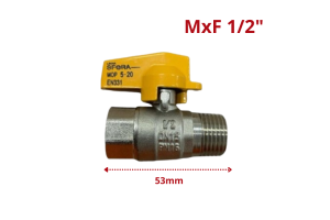 Válvula Esfera Gás Reta Borboleta Curta Macho x Fêmea 1/2