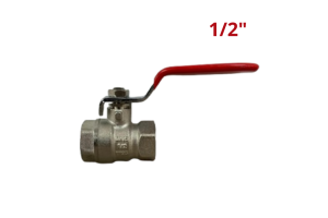 Válvula Esfera Água Alavanca Vermelha Fêmea 1/2