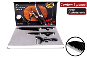 Kit de facas black com 03 peças
