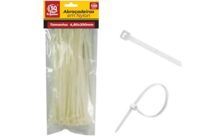 SQ4391 ABRACADEIRA BRANCA 4,8 X 300 MM (100 PCS)