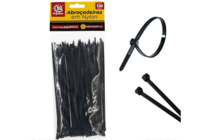 SQ3453 ABRACADEIRA PRETA 3 X 150 MM (100 PCS)